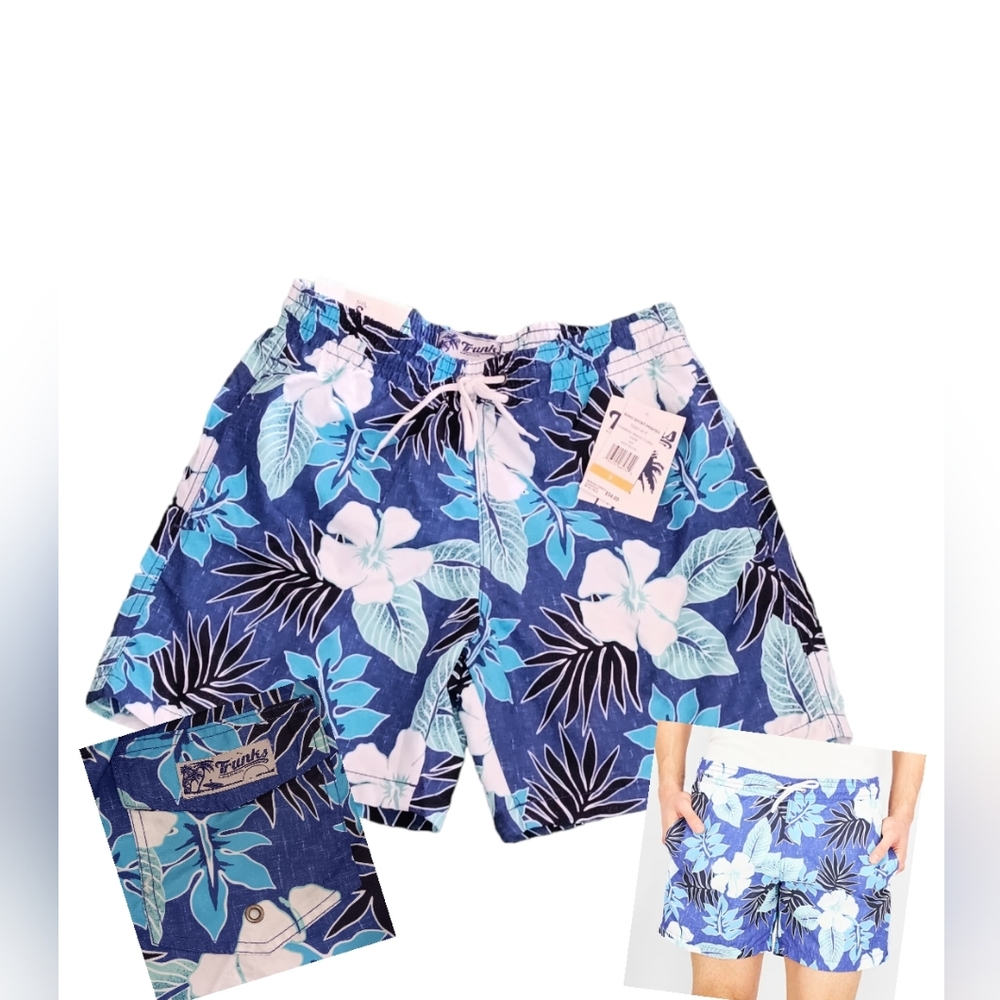 - CHAMBRAY WAIKIKI FLORAL SANO SWIM TRUNKS NWT